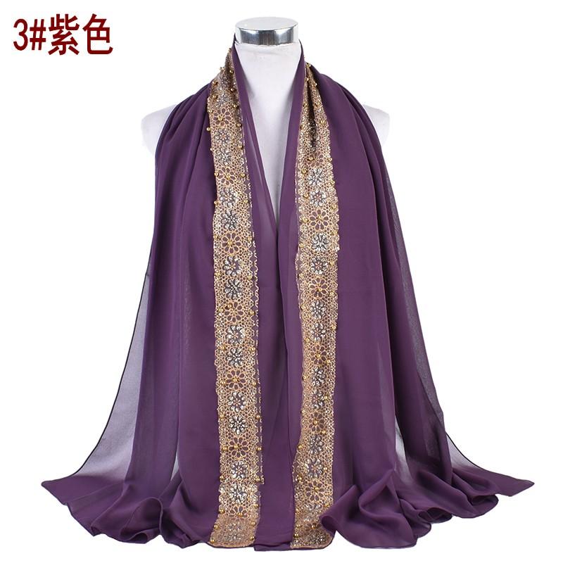 2023 Summer New Solid Color Hot Diamond Sequins Steel Ball Chiffon Baotou Scarves and Scarves In Stock
