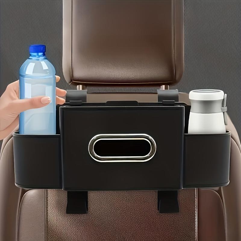 Multifunctional Storage Box for Car Seat Backs,  Adjustable Hooks, Dual Compartments for Drinks, Snacks,Easy to Install