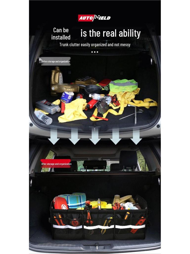 1680D Oxford Cloth Car Trunk Organizer - Cross-Border Folding Storage Box