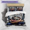 Set cuvertură de pilota 3 buc (1 * Husă de pilota + 2 * Față de pernă, Fără Miez), Set de așternut cu imprimeu Demon Slayer, Decor pentru dormitor, Pentru toate anotimpurile, Cadou de ziua de naștere
