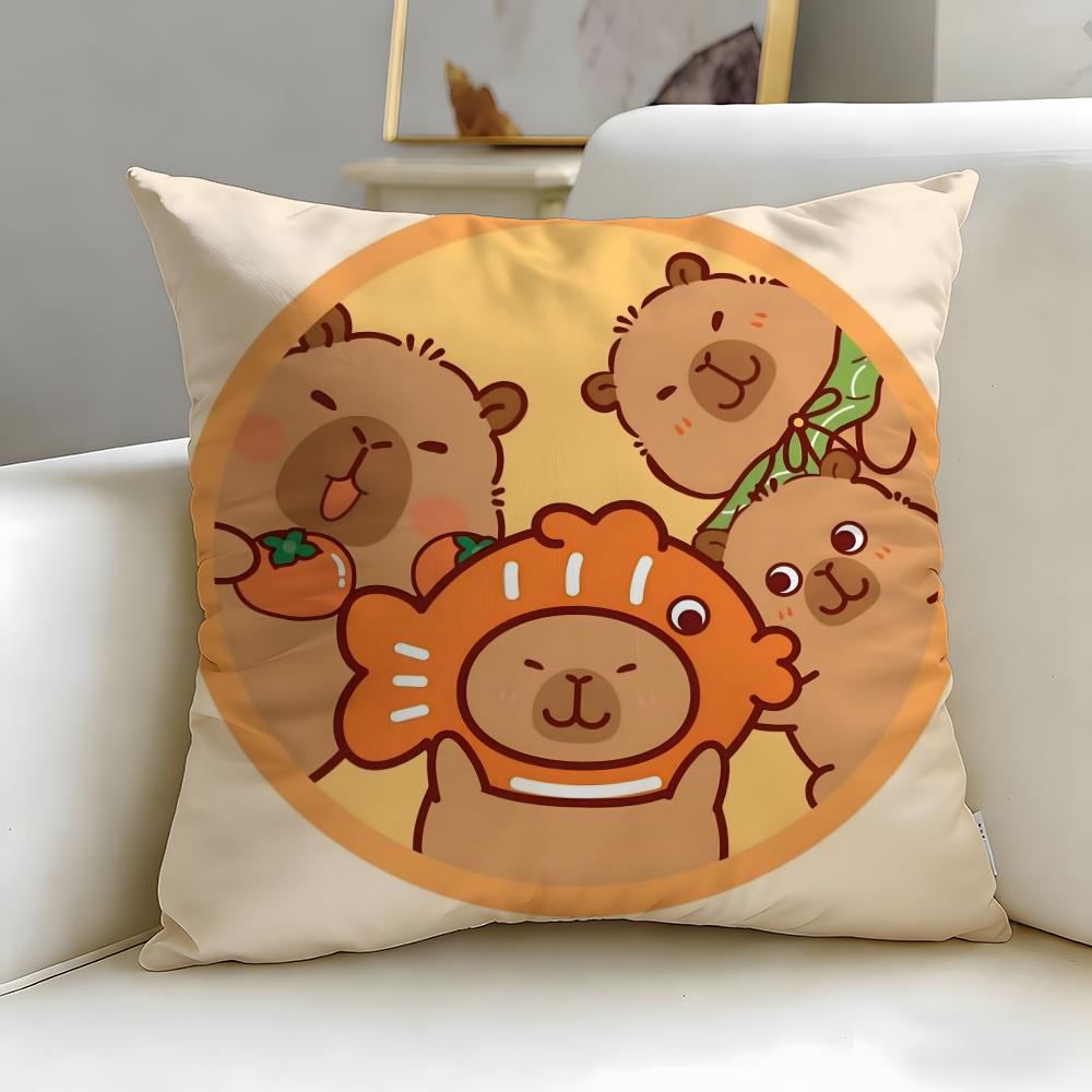 classic animal Capybara Cushion Cover Soft & Easy-Wash Pillow Case – Versatile for Couch, Bed, Travel and Office