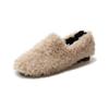 Fashion White Internet Celebrity Women's New Winter Curly Flat-soled Slip-on Cotton Shoes