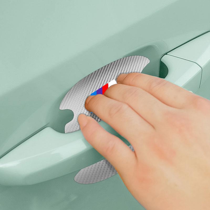 4PCS Car Door Handle Protection Sticker Emblem Car Decoration Styling For BMW M E34 E36 E60 E90 E46 E39 E70 F10 F20 F30 X5 X6 X1 M3 M5 M6 E71 F01 F02