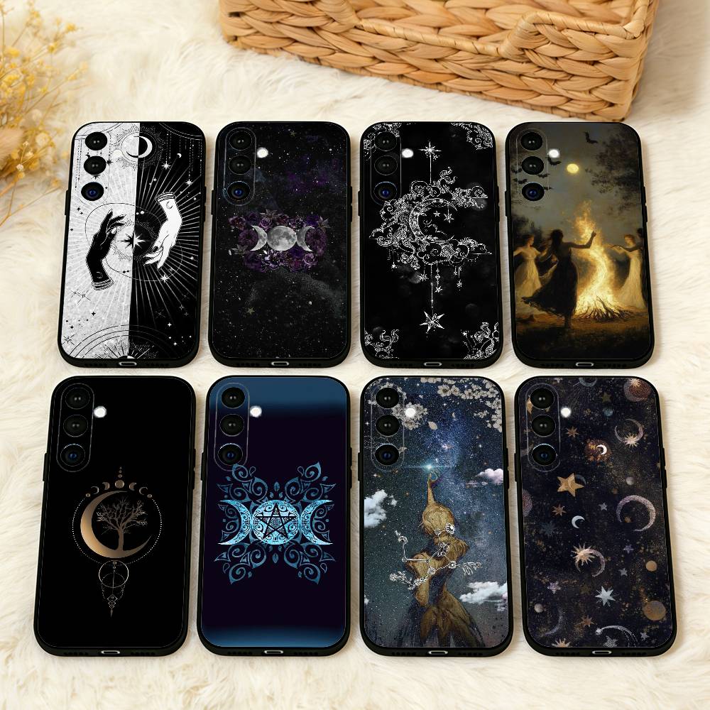 O-Occult Witchcraft Moon Gothic Witch Phone Case For Samsung A73,72,71,A52,51,40,41,A22,A32,31,A13, Soft Black Shell