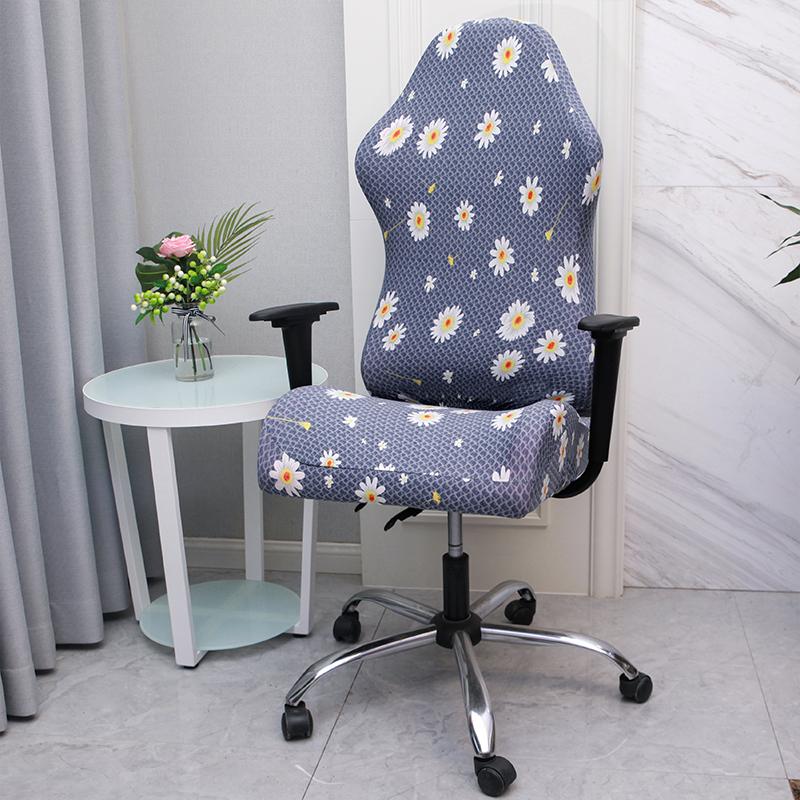 1 Pcs Office Computer Gaming Chair Covers Stretch Armchair Gamer Seat Cover Flower Printed Racing Desk Rotating Slipcovers