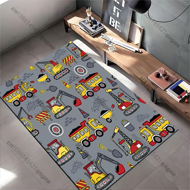 Construction Vehicles Tools Worksite Carpet Yoga Living Room Room Decor Children's Crawling Mat Doormat Area Rug
