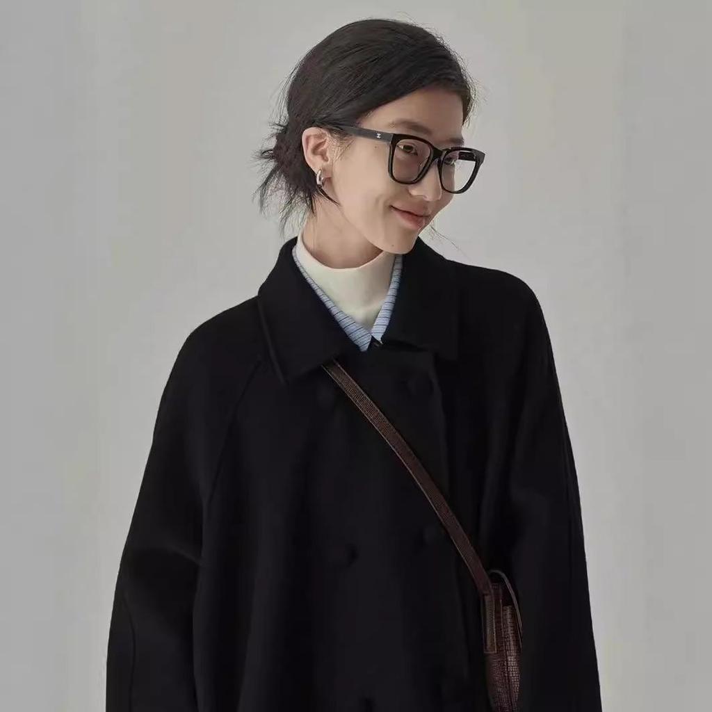 2024 Damen Mittellanger Wollmantel: Hepburn-Stil, verdicktes japanisches Design für Herbst & Winter