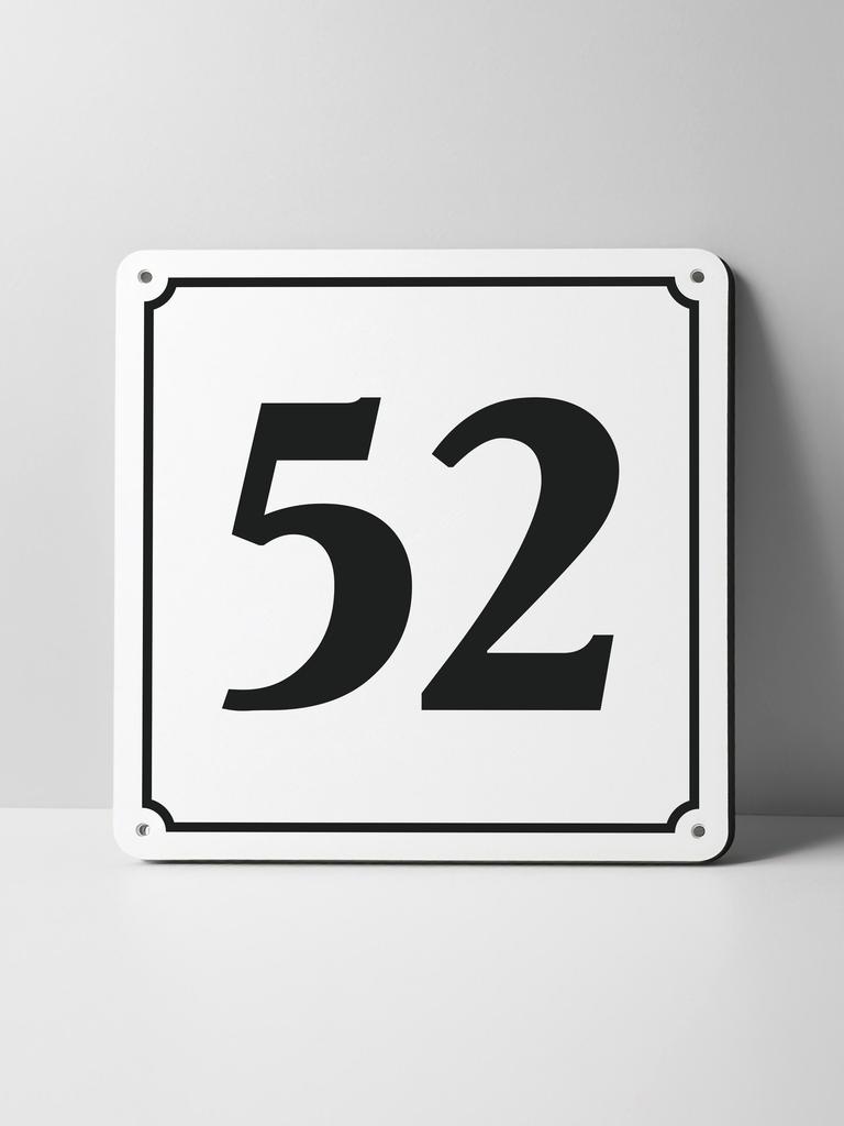 Metal Sign Black House Number On White Background Outdoor Wall Art Decor