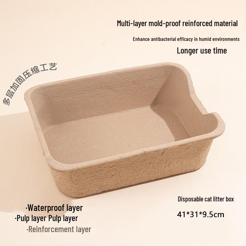 

Biodegradable No-Rinse Anti-Spill Large Cat Litter Box Deodorizer Disposable Cat Litter Box (Single Pack)