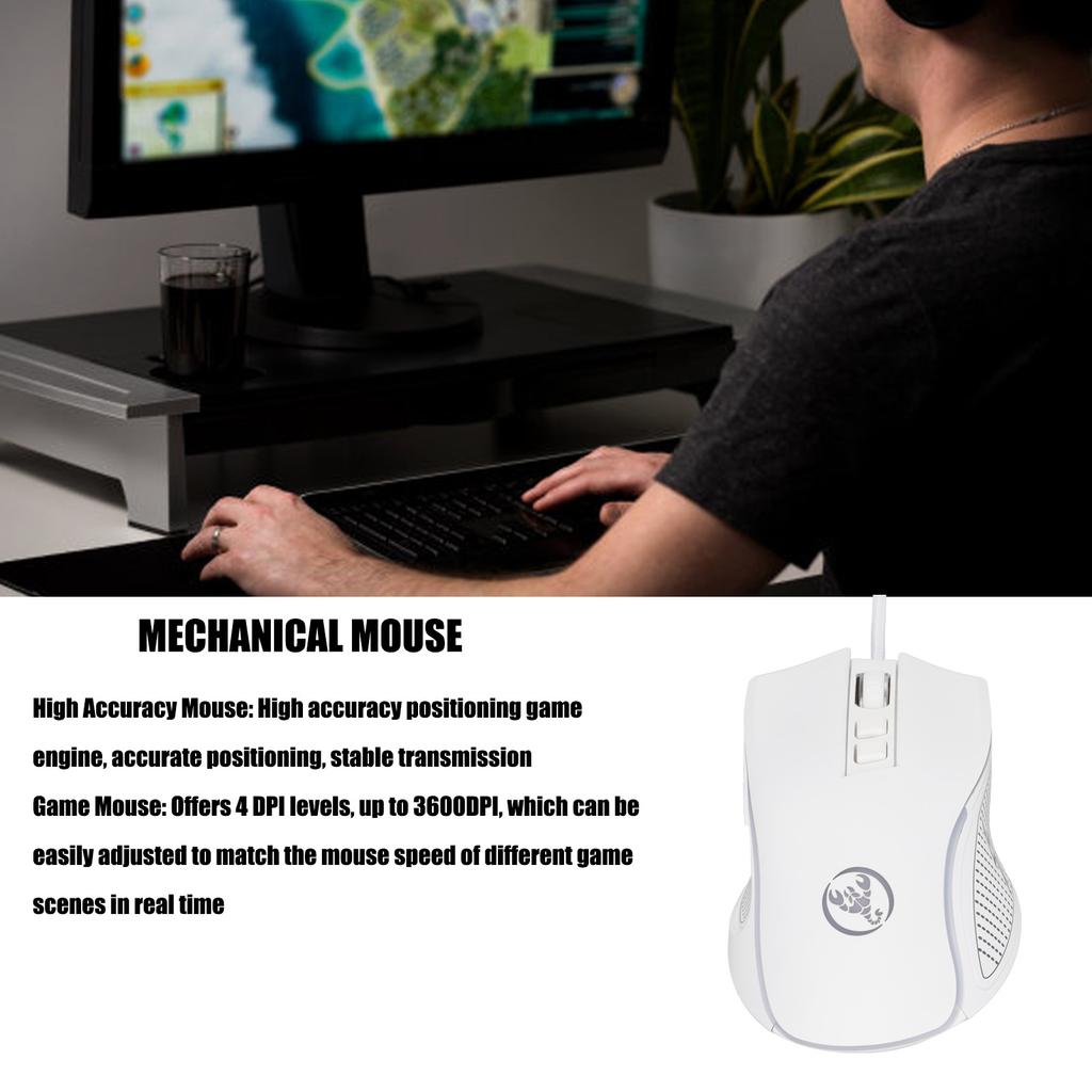 Mechanical Mouse Colorful Shine   3600dpi RGB Ergonomic Wired Game Mouse for Notebook Computers