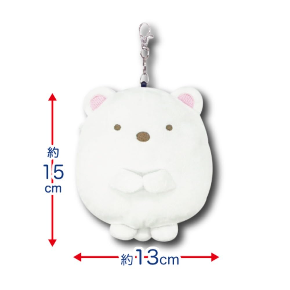 Hatayama Shoji Sumikko Gurashi Reel Pass Case with Polar and Fried Shrimp Perfect for Commuting or Cute Polar H15 X W13cm Die-Cut Bear, Cat, Lizard,