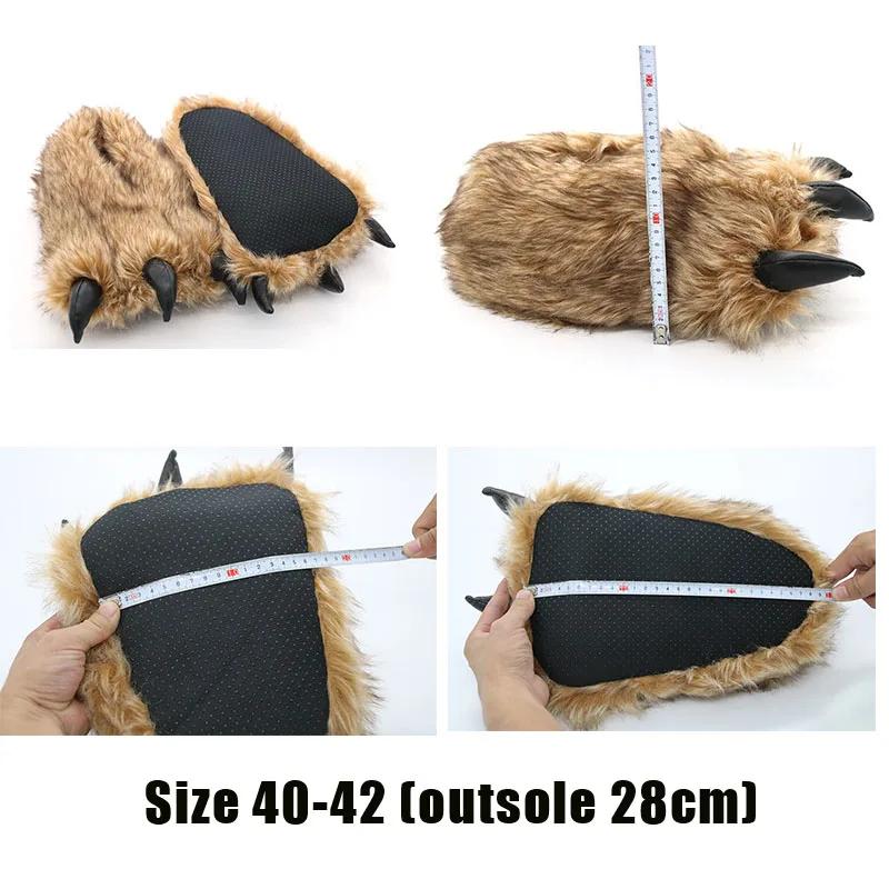 Fashion Animals Beast Claw Shoes Slides for Men Fun Chunky Fuzzy Slippers Male Plush Warm Bear Paw Lovers Funny slippers