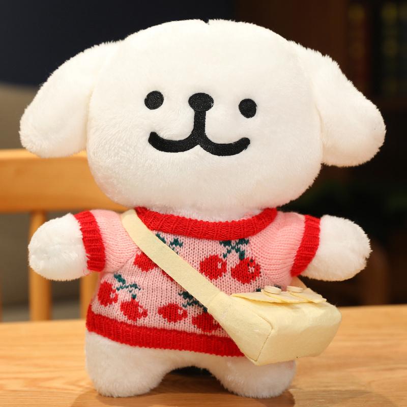 Cute Korean Maltese Dog Plush Toy Stuffed Soft Animal Cartoon Puppy Wear Clothes Pillow Birthday Christmas Gift for Kids