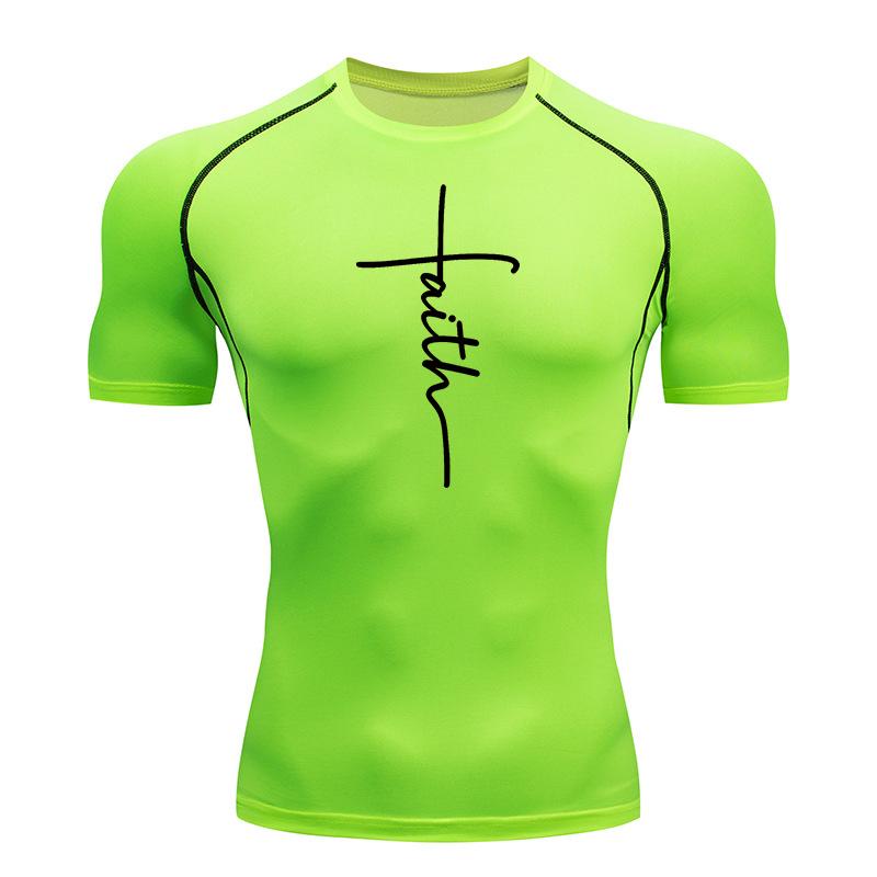 Magliette a Compressione per Allenamento Cristiano Magliette Sportive Asciugatura Rapida Uomo Palestra Fitness Maglie Intime Top Manica Corta Rash Guard