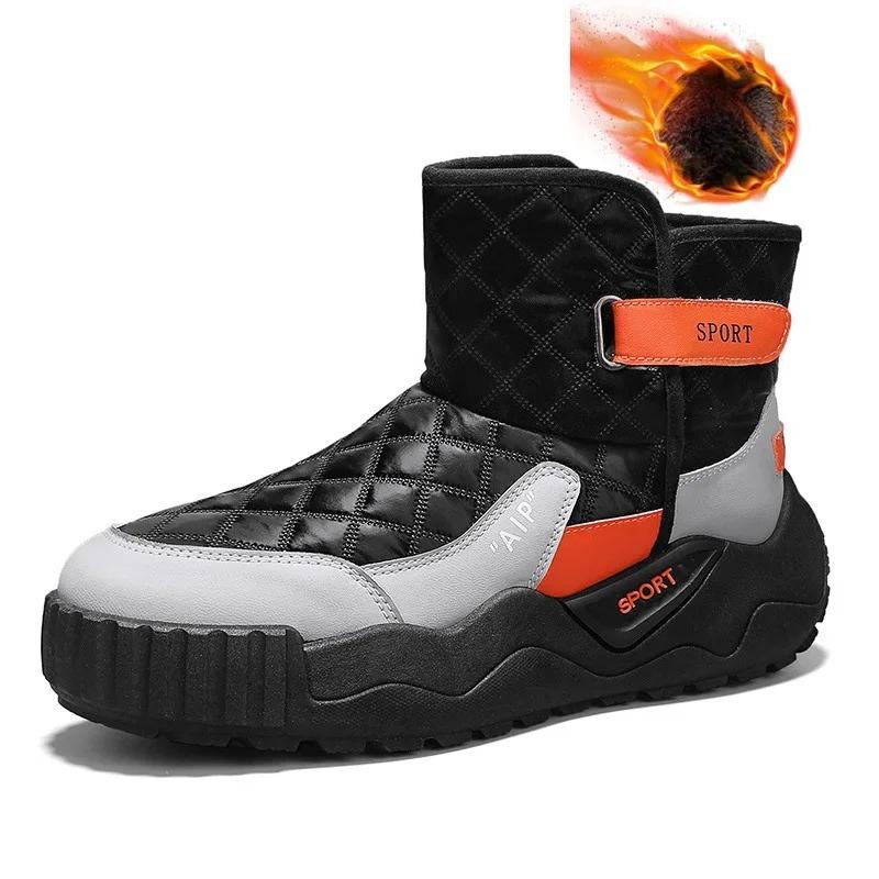 Fashion Men Winter Ankle Snow Boots Men New Thick Soled Waterproof Outdoor Non-slip Soft Warm Cotton Shoes Comfort Non-slip Ankle Boots