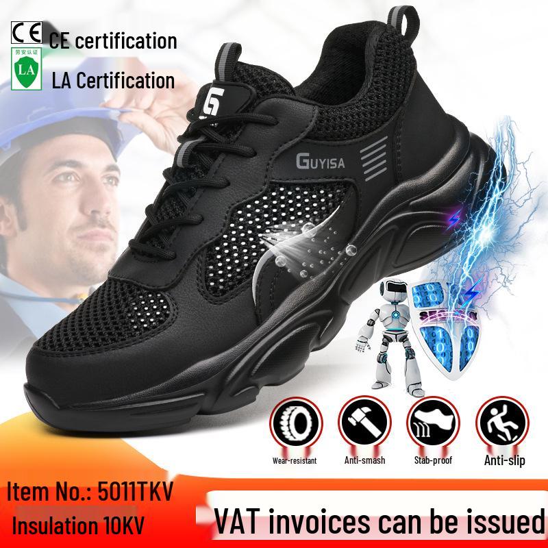Men's 10KV Breathable Insulated Safety Shoes: Lightweight, Anti-Smash, Anti-Puncture, Comfortable Electrician Footwear.