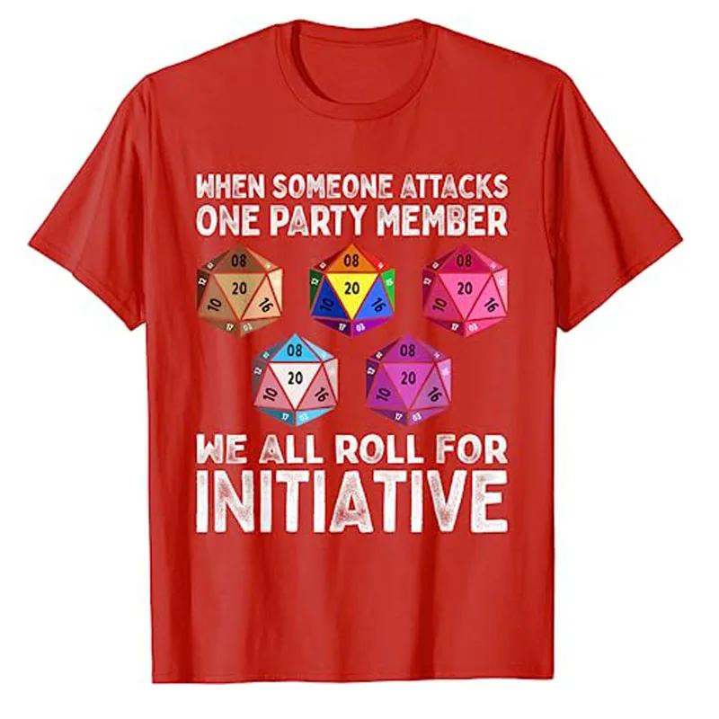 When Someone Attacks One Party Member D20 Dice LGBTQ Ally Proud T-Shirt Humor Funny LGBT Gamer Lesbian Graphic Tee Tops Gifts