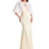 Frauen Frauen Perle Dekor Einfarbig Chiffon Schal Braut Wrap Sheer Cape Spitze Party Kleid Elegant