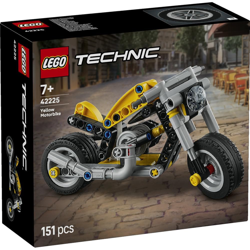 LEGO Technic Yellow Motorcycle Building Kit Educational Toy for Kids Ages 7-9