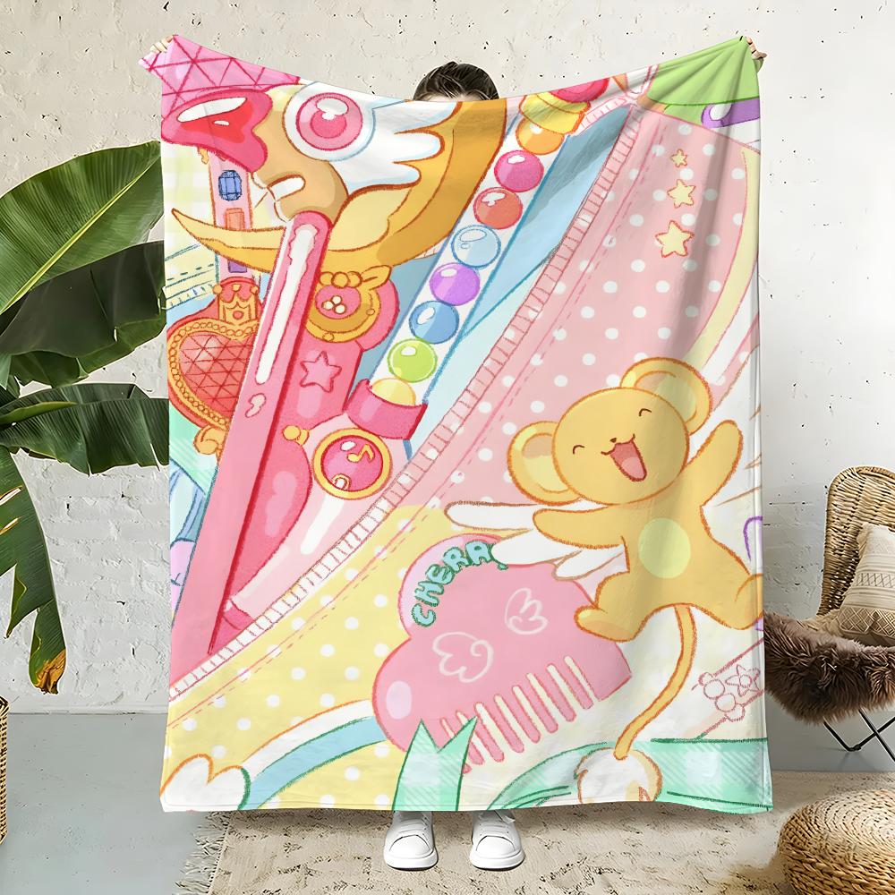 Anime C-Cardcaptor Sakura Throw Flannel Throw Blanket,Bed Home Office Nap Blanket Travel,Camping,Picnic Blanket Soft Decor