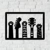 1pc Charming Metal Guitars & Cat Paw Wall Decor - Sculpture for Home Office Aesthetics
