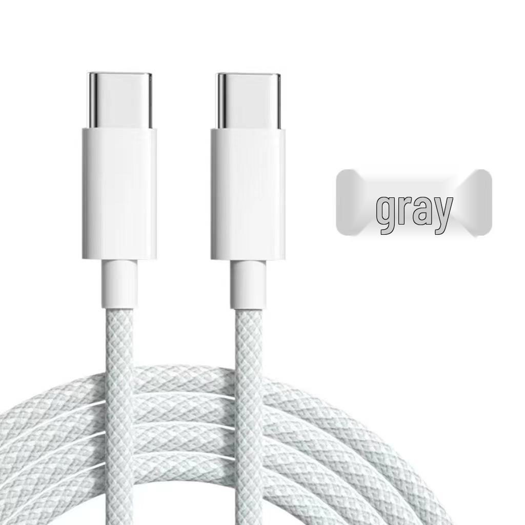 Compatible Apple 15/16 Macaron Dual Type-C Colorful Braided Fast Charging Cable for Phone & Tablet