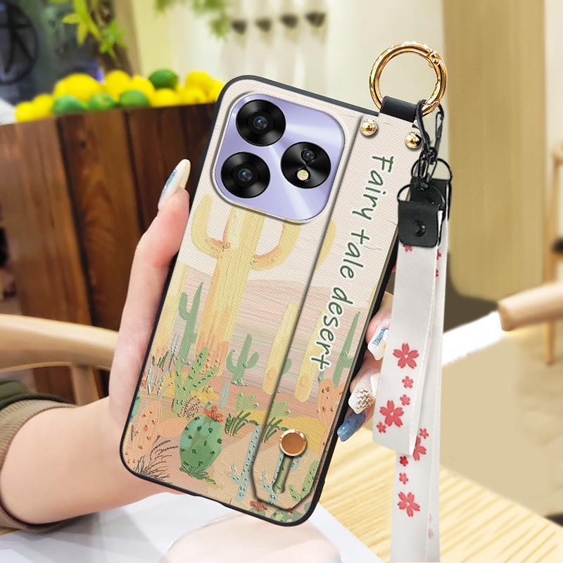Fashion Design Wrist Strap Phone Case For UMIDIGI A15/A15C Protective Ring Anti-dust Back Cover Anti-knock Wristband