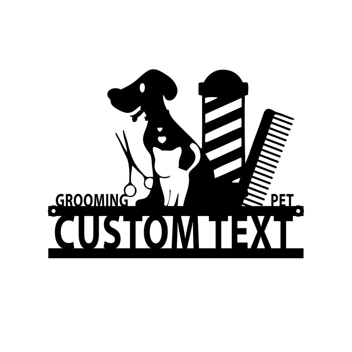 

Custom Metal Sign Pet Grooming Salon Wall Art Barber Shop Decor Personalized Name Plate чёрный