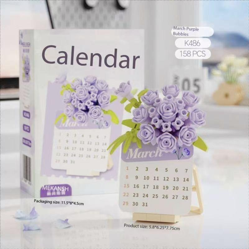 Non-Toxic Succulent Plant Building Blocks 3D Puzzle Calendar - Educational Stem Toys For Children Kids Students Creative Desktop Decor