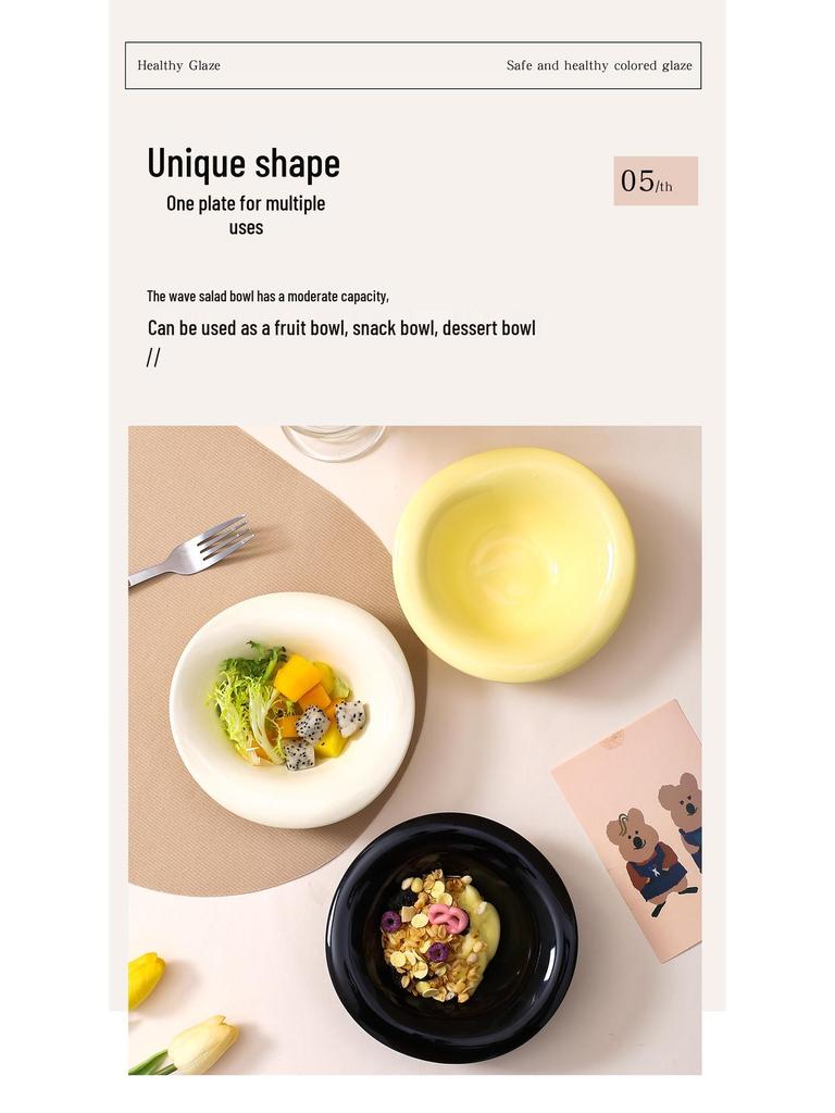 Ceramic Cream Style Salad and Dessert Bowl – Ideal for Afternoon Tea and Cafe Tableware.