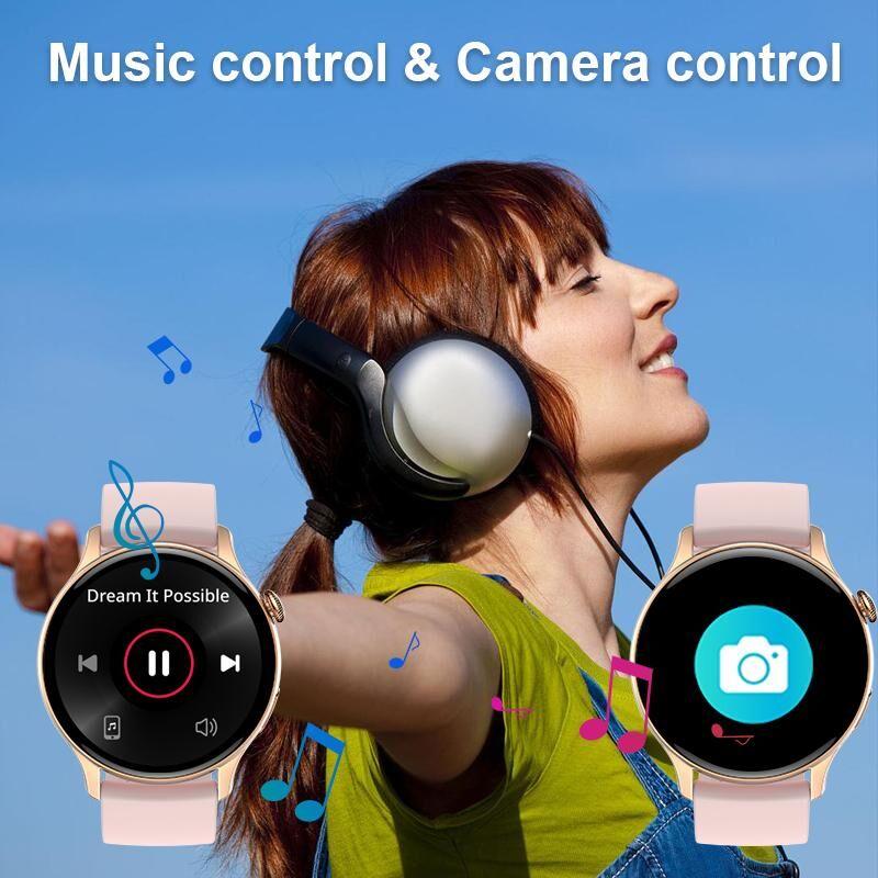 SACOSDING AMOLED Smart Watch Women Always On Display Clock Bluetooth Call Voice Control IP68 Waterproof Fitness Bracelet Smartwatch Women