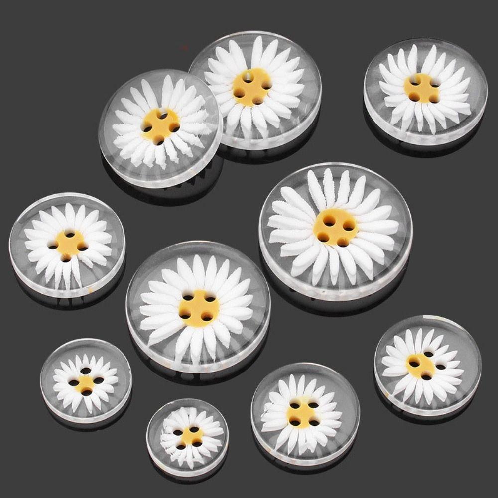 50PCS 2 Holes Daisy Buttons Round Sewing Button Sweater Clothing Button  Clothing Sewing