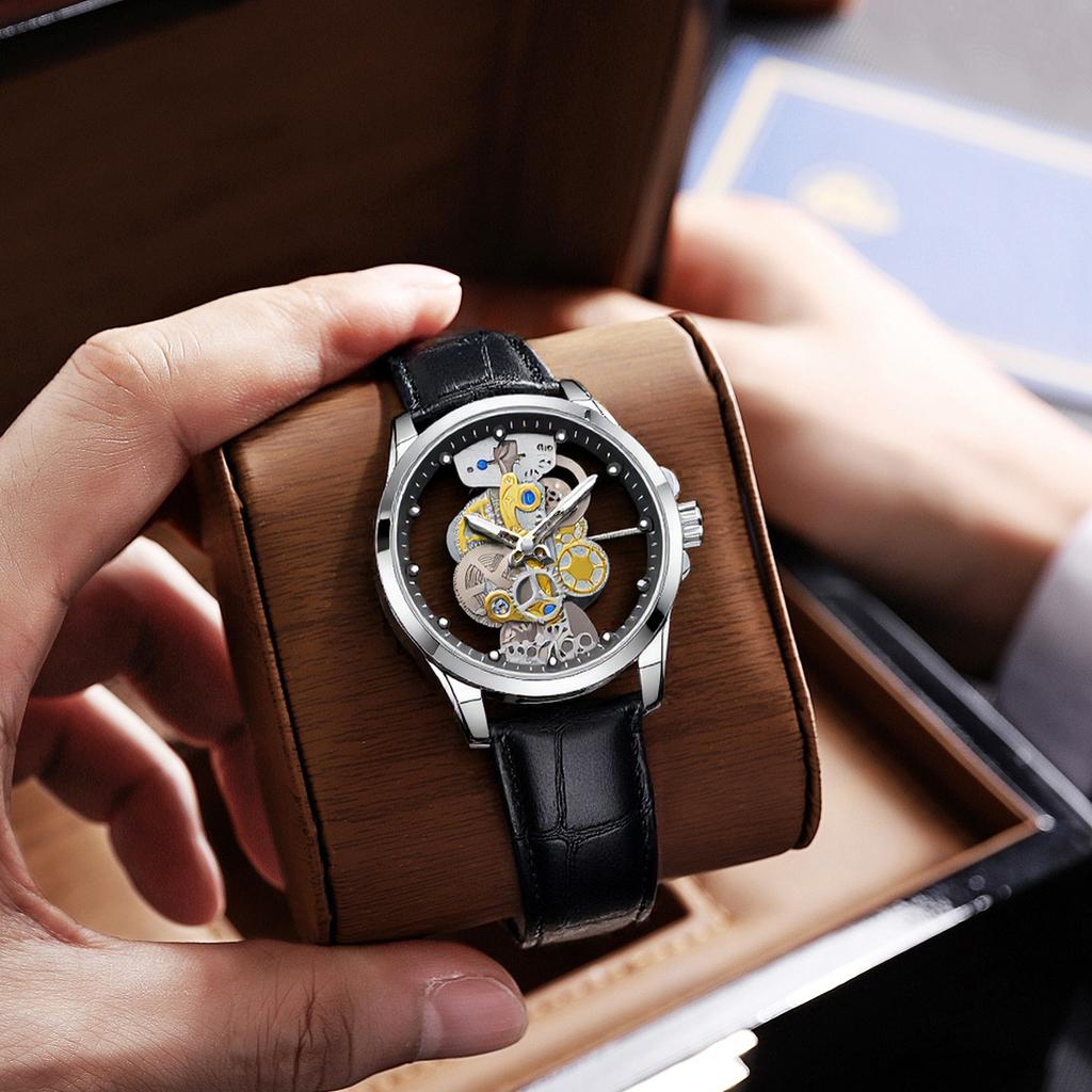 Double-Sided Transparent Hollow Automatic Watch Men'S Watch Men'S Waterproof Luminous Quartz Watch