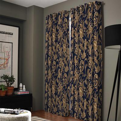 Cortinas de ventana hermosas con hojas de flores doradas barrocas, cortinas escénicas para sala de estar, artículos decorativos para sala de estar