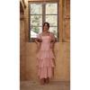 Women Fashion Backless Puff Sleeve Square Neck Long Solid Cake Dress