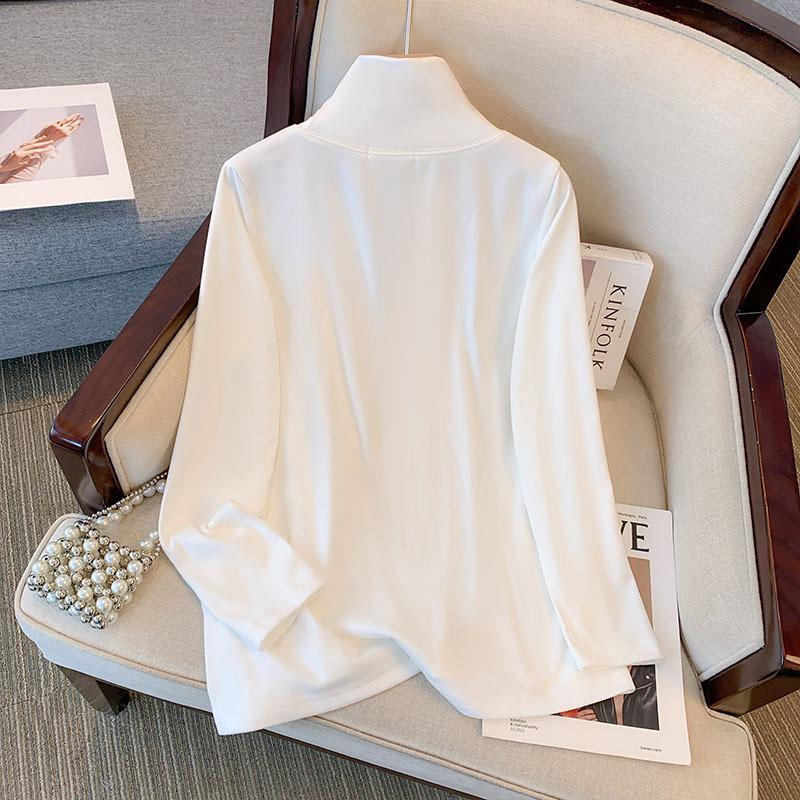 Plus Size Spring and Autumn Women's Bottoming Shirt Long-sleeved T-shirt High Neck Bottoming Shirt Inside High Elastic Tops