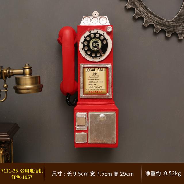 Creativity Vintage Telephone Model Wall Hanging Ornaments Retro Furniture Phone Miniature Crafts Gift for Bar Home Decoration