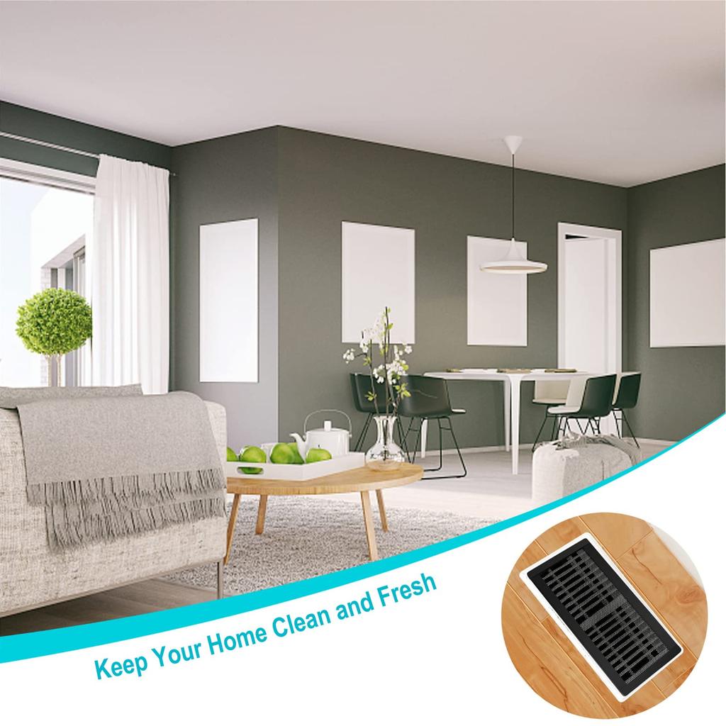 4 X 10'' Magnetic Floor Register Vent Covers, Stronger Magnet Vent Mesh,PVC Vent Screen Trap Perfect for Ceiling, Air Vent