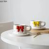 Bow Knot Ceramic Cup and Plate Set Girls Coffee Mug  Home Breakfast Cups Office Afternoon Tea Cup Water Cups Milk Mug Juice Mugs