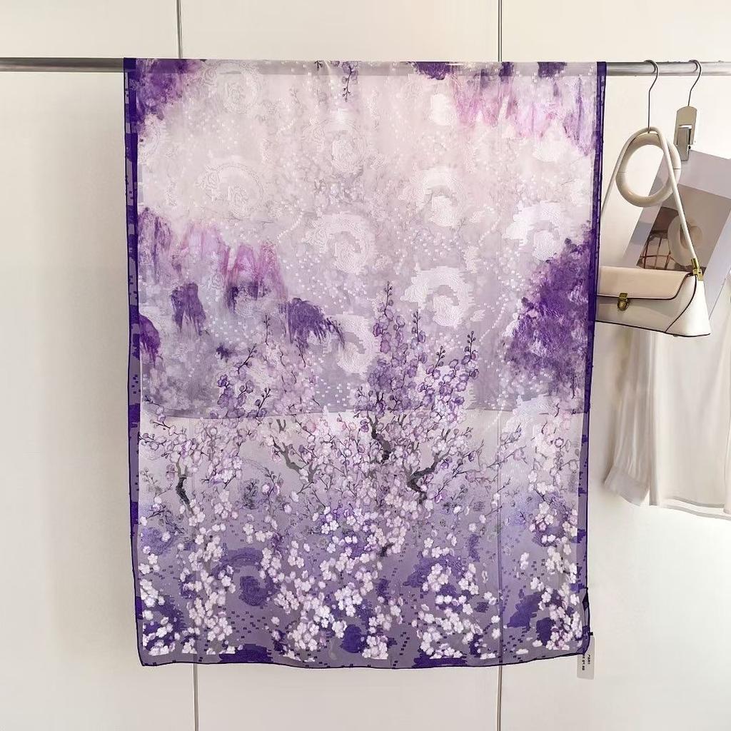 New Style  Thin Chinese Style Jacquard High-end  Versatile Double-sided High-end Silk Scarf