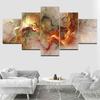 5 Panels Colorful Grey Yellow Blue Cloud Abstract Canvas Painting Posters and Prints Wall Art Pictures Room Home Decor No Frame