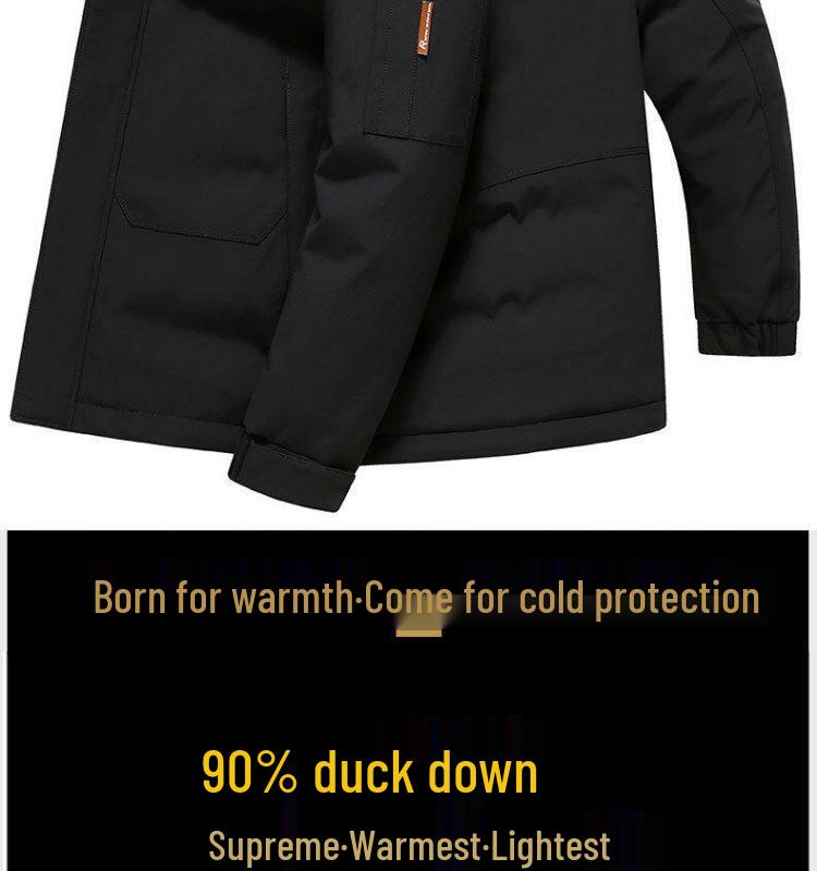 Męska Zimowa Kurtka Puchowa z Kapturem - Ciepła Odzież Wierzchnia w Kolorze Czarnym, Imbirowym, Żółtym