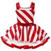 Girls Christmas Dance Costume Sleeveless Shiny Sequins Striped Figure Ice Skating Roller Skating Leotard Dress
