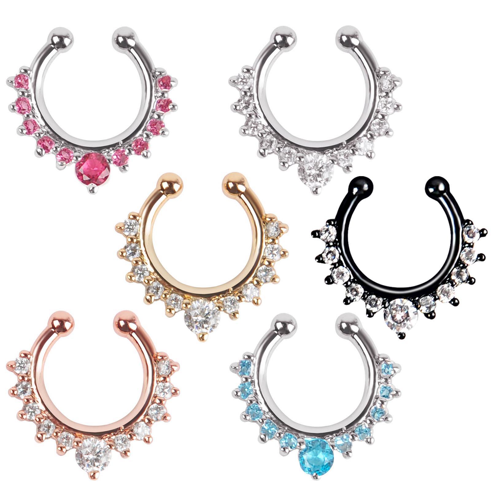 

Fake Nose Ring for Cross-Border E-Commerce Silver White Rhinestone