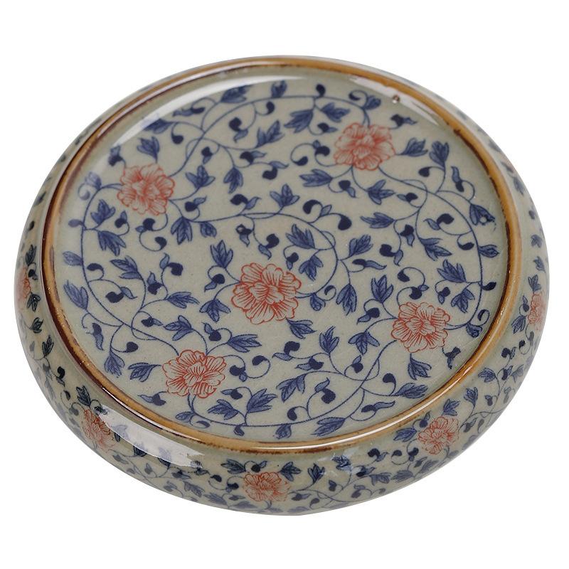 Ceramic Kung Fu Set Accessories Lid Holder Antique Style Old Clay Blue and White Porcelain Underglaze Hand-painted Tea Tray