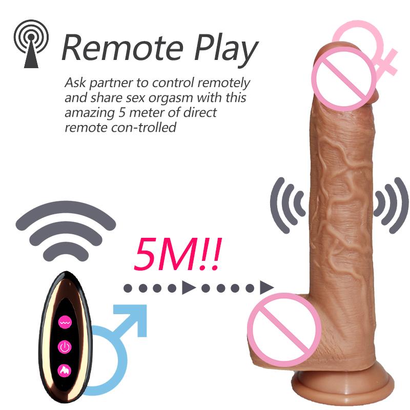Wireless Remote Telescopic Dildo Vibrator Layer Silicone Big Penis Heating Realistic Dildo G Spot Massage Sex Toy for Women