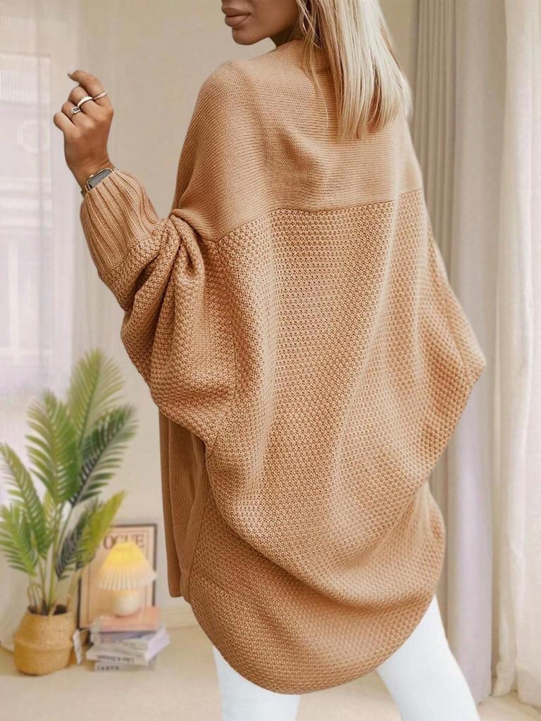 Women's Oversized Long Cardigan Sweater Open Front Batwing Sleeve Fall Knitwear