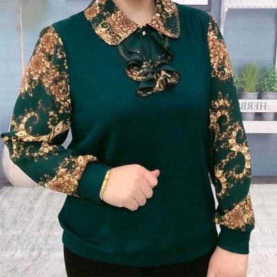 Women's Floral Patchwork Blouse Spring Thin Loose Turn-down Collar Pullover Blouse
