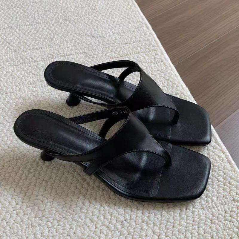 Fashion Fashion Clip-Toe Flip-Flops Summer New Square Toe Open Toe Suede Non-Slip Wear-Resistant Slide Slippers