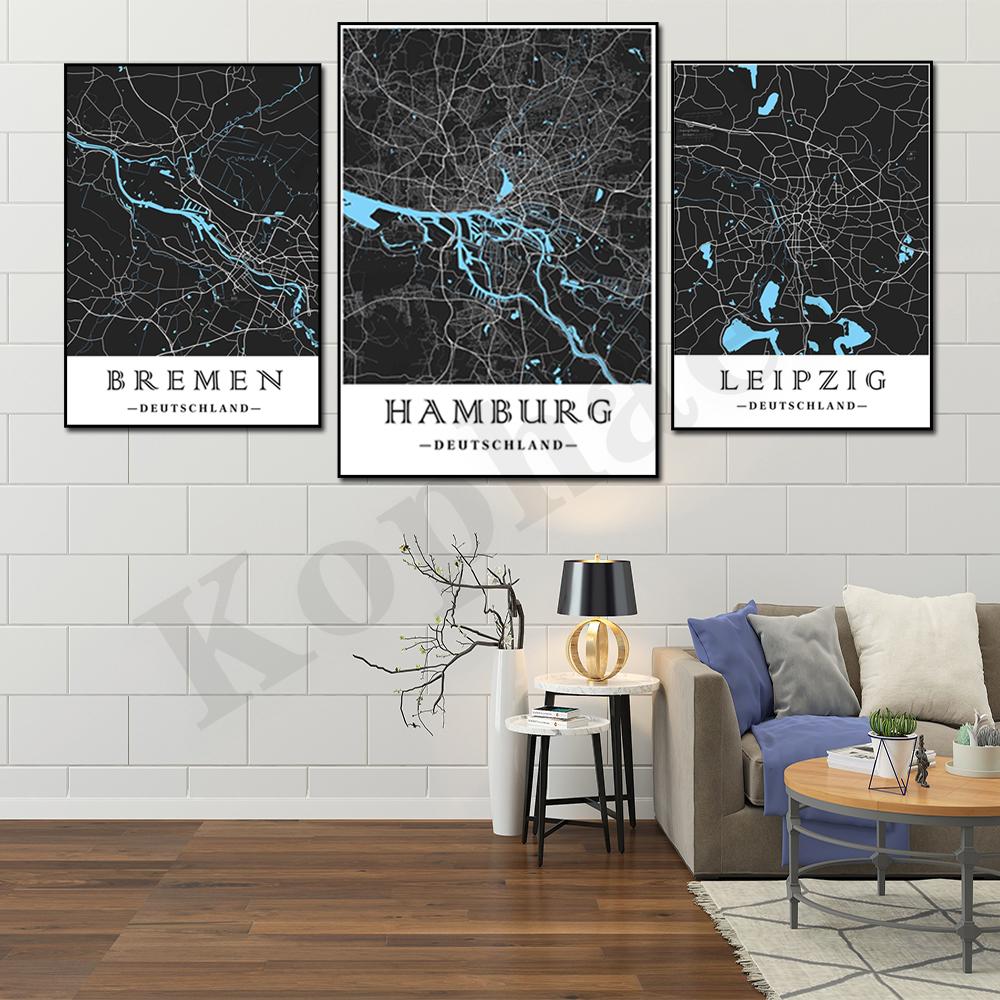 

Гамбург Дрезден Штутгарт Бремен Лейпциг Дюссельдорф Франкфурт Брюссель Вупперталь Цветная карта Стена Декор Плакат